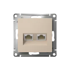 Розетка компьютерная RJ45 + RJ45 Cat 5e Systeme Electric AtlasDesign Песочный ATN001285