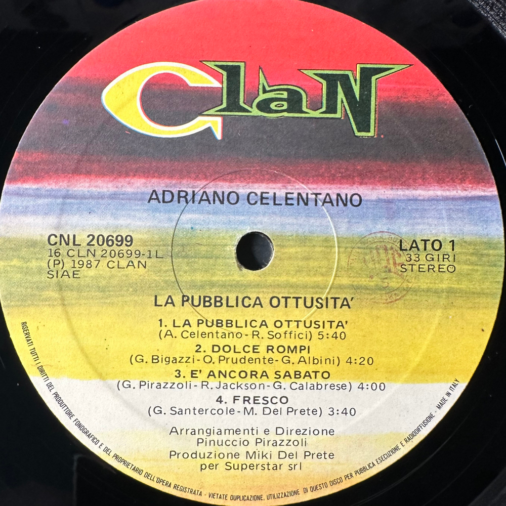 Adriano Celentano - La Pubblica Ottusita (Италия 1987г.)