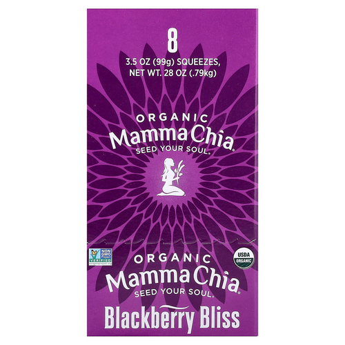 Mamma Chia, Organic Chia Squeeze®, снек для жизненной силы, ежевика, 8 снеков по 99 г (3,5 унции)