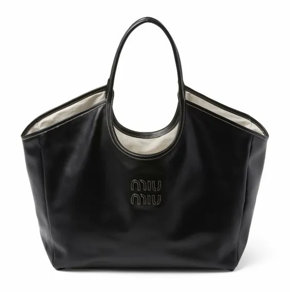 Кожаная сумка Miu Miu Ivy, черный
