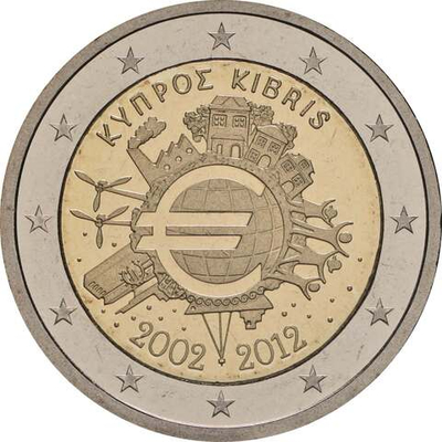 КИПР, 2012, 2 ЕВРО [БИМЕТАЛЛ] [UNC]