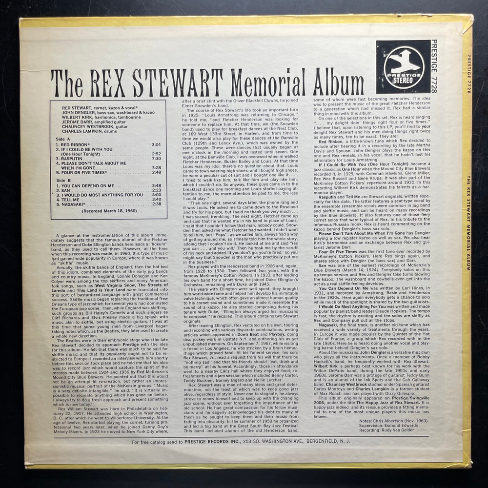 Rex Stewart ‎– The Rex Stewart Memorial Album (США 1969г.)