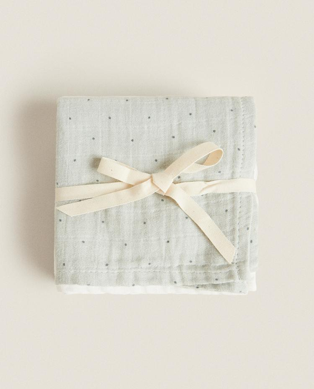 ZARA HOME НАБОР ДЕТСКИХ МУСЛИНОВЫХ САЛФЕТОК (3 ШТ), ЗЕЛЕНЫЙ