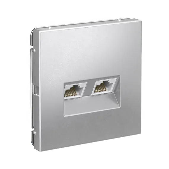 Розетка компьютерная RJ45 + RJ45, Cat 5e Systeme Electric ArtGallery Алюминий GAL000385