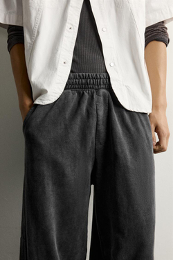ZARA БАЗОВЫЕ БРЮКИ-ДЖОГГЕРЫ BALLOON FIT, ТЕМНЫЙ АНТРАЦИТ
