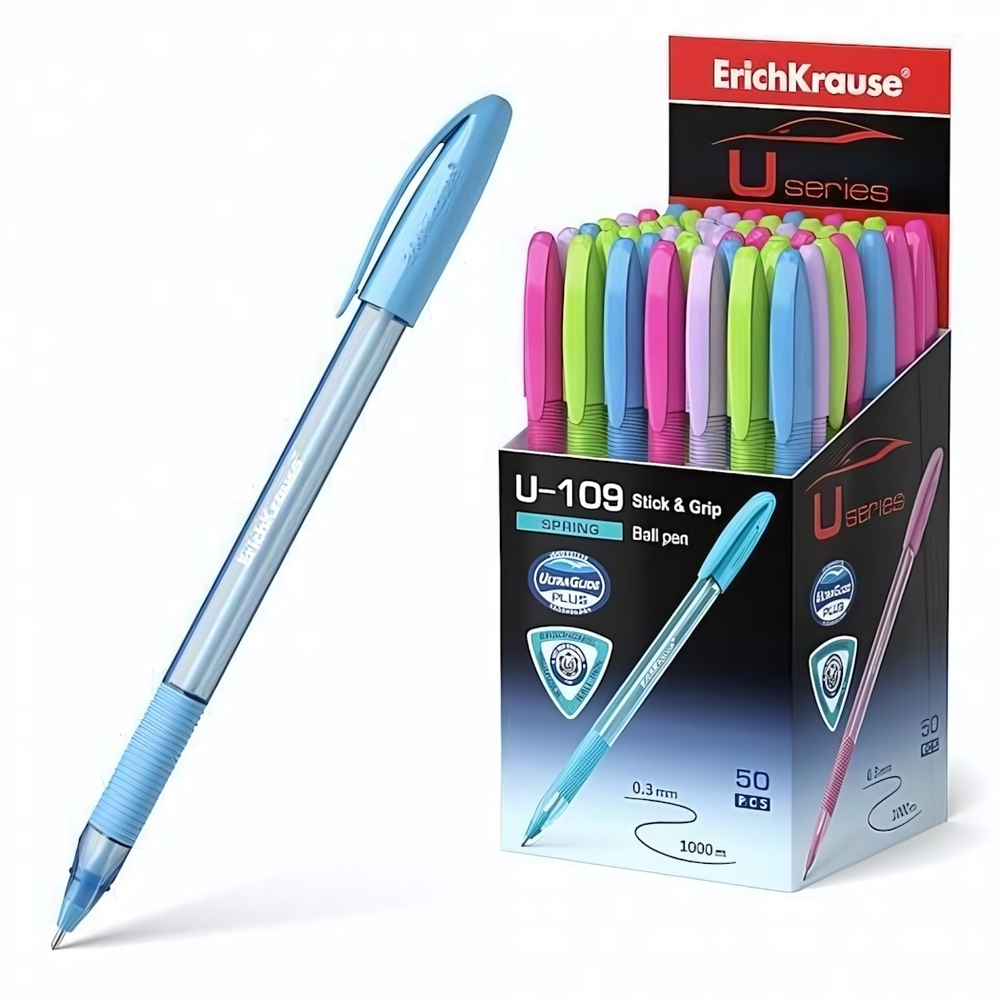 Ручка шариковая 1,0 синяя "U-109 Spring Stick&Grip" (ErichKrause)