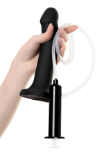 Черный фаллос с имитацией эякуляции Silicon Cum Dildo L - 19,6 см. (Цвет: черный)