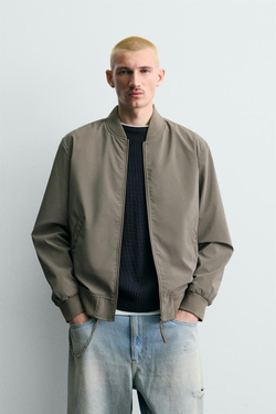 ZARA БОМБЕР ИЗ ВЫСОКОТЕХНОЛОГИЧНОЙ ТКАНИ, СЕРО/КОРИЧНЕВЫЙ
