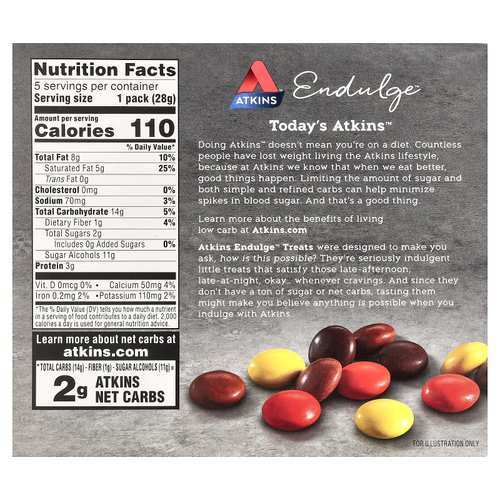 Atkins, Endulge, конфеты с арахисовой пастой, 5 батончиков по 28 г (1 унция)