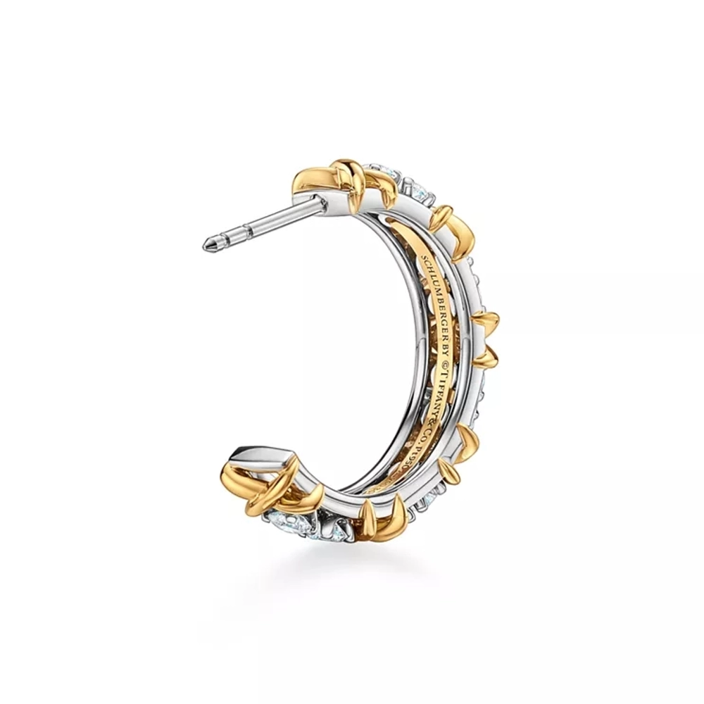 Серьги из платины и жёлтого золота 18k с бриллиантами, Tiffany 💠 Sixteen stone - Jean Shlumberge - Единственные в наличии