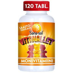 Мультивитамины Sana-Sol Vitanallet Monivitamiini со вкусом малины, апельсина, черники в форме мишек, 120 шт., 240 г (из Финляндии)