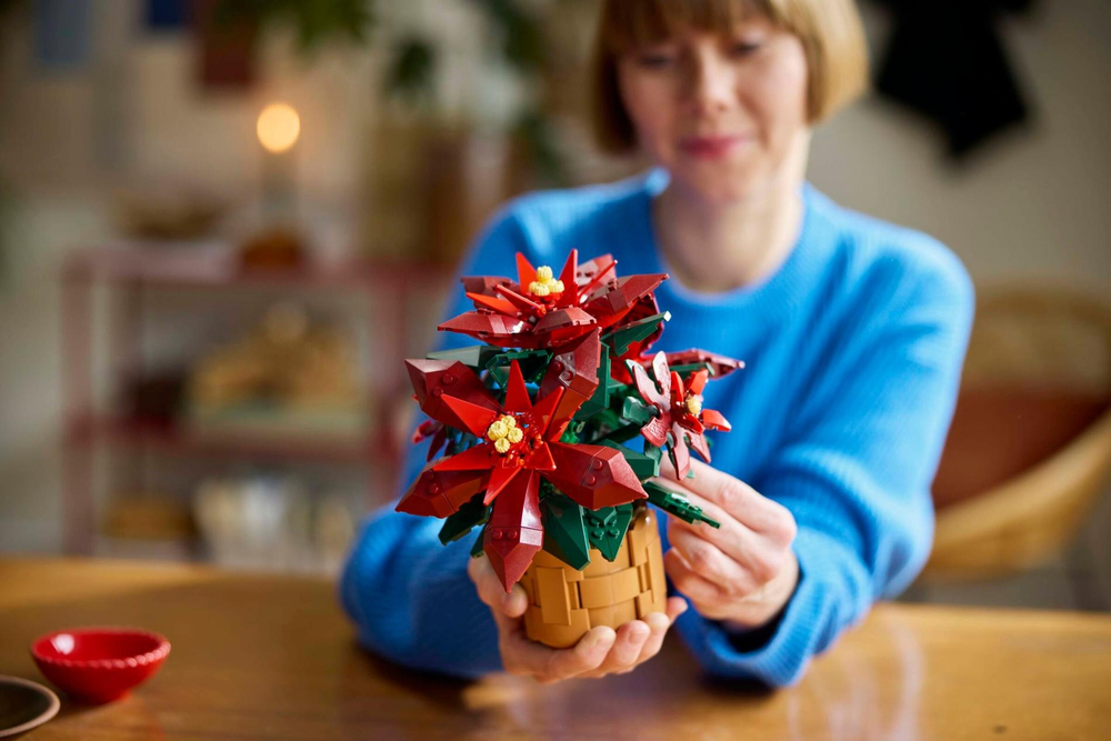 Конструктор Лего айконс Пуансеттия 10370 | LEGO Icons Poinsettia 10370 декоративная ботаническая модель 608 деталей 18+