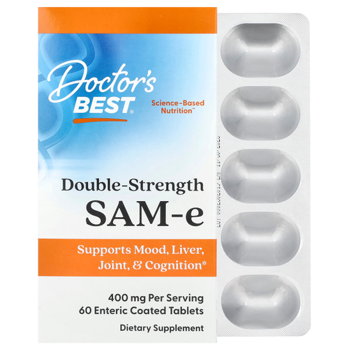 Doctor's Best, SAM-e, 400 мг, 60 таблеток, покрытых кишечнорастворимой оболочкой