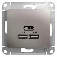 Розетка с USB A+A Systeme Electric Glossa Платина GSL001233