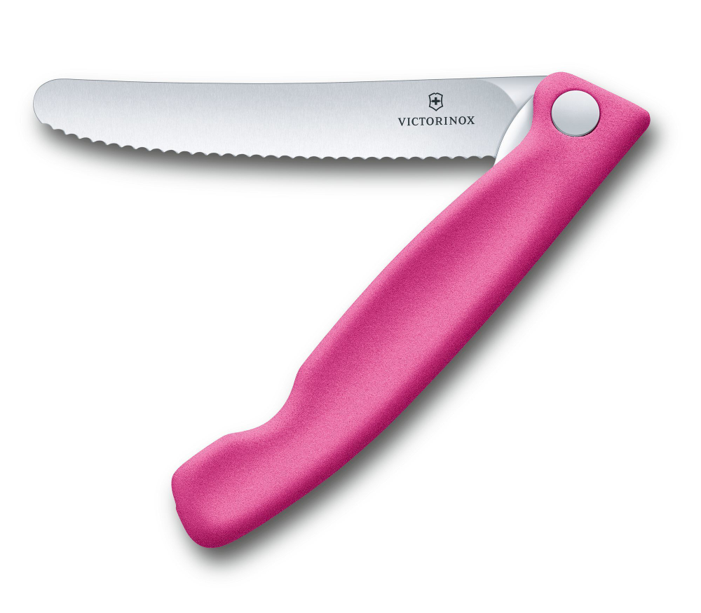 Нож Victorinox для очистки овощей, лезвие 11 см, серрейторная заточка, розовый
