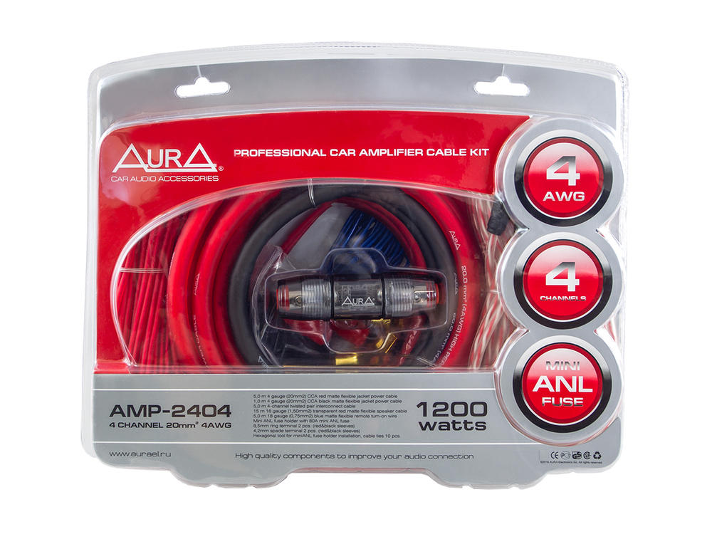 Комплект для подключения усилителя Aura AMP-2404
