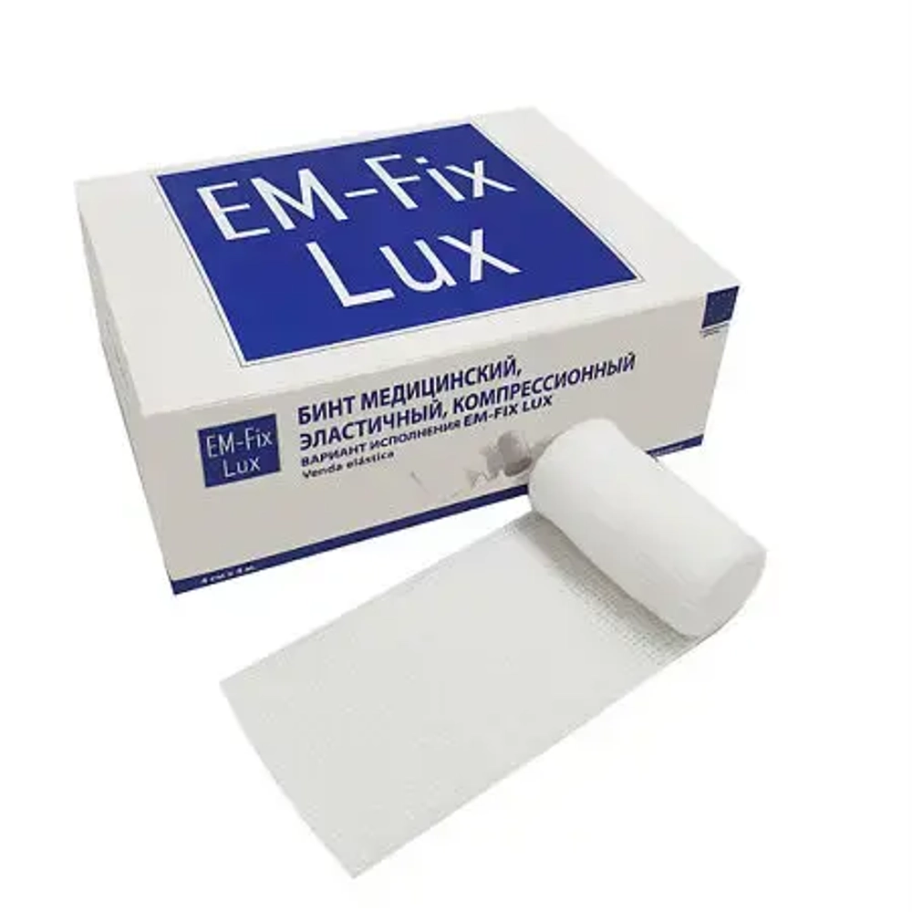 Бинт мед. эластичный компр. EM-Fix Lux, 4см х 4м, белый (20шт/упак)