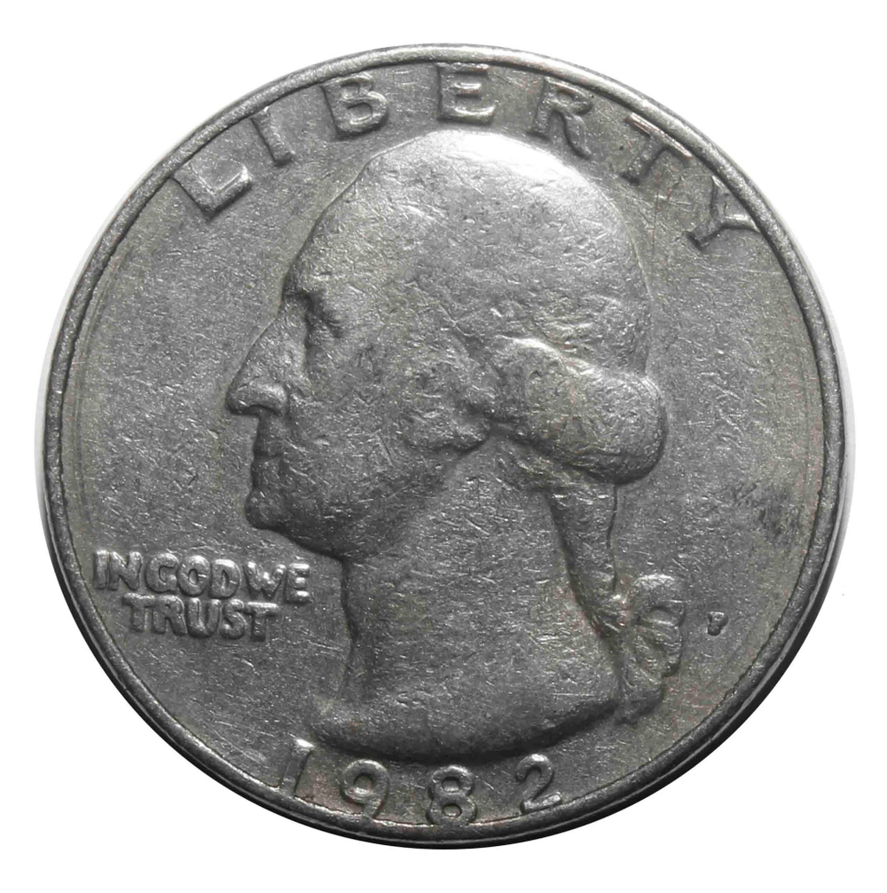 1/4 доллара. США. (Р) Медно-никель. 1982 год. F-VF