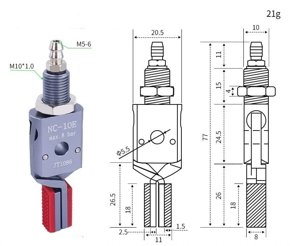 Mini-nc-10e (internal support range: 12-28mm) external teeth without detection