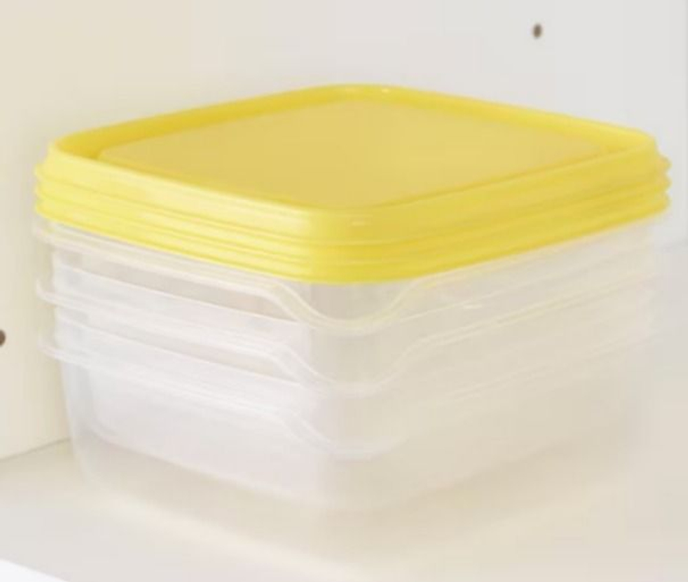 Контейнер для хранения продуктов IKEA PRUTA 0,6L прозрачный с жёлтой крышкой 0,6 (600мл) л 3 шт. (из Финляндии)