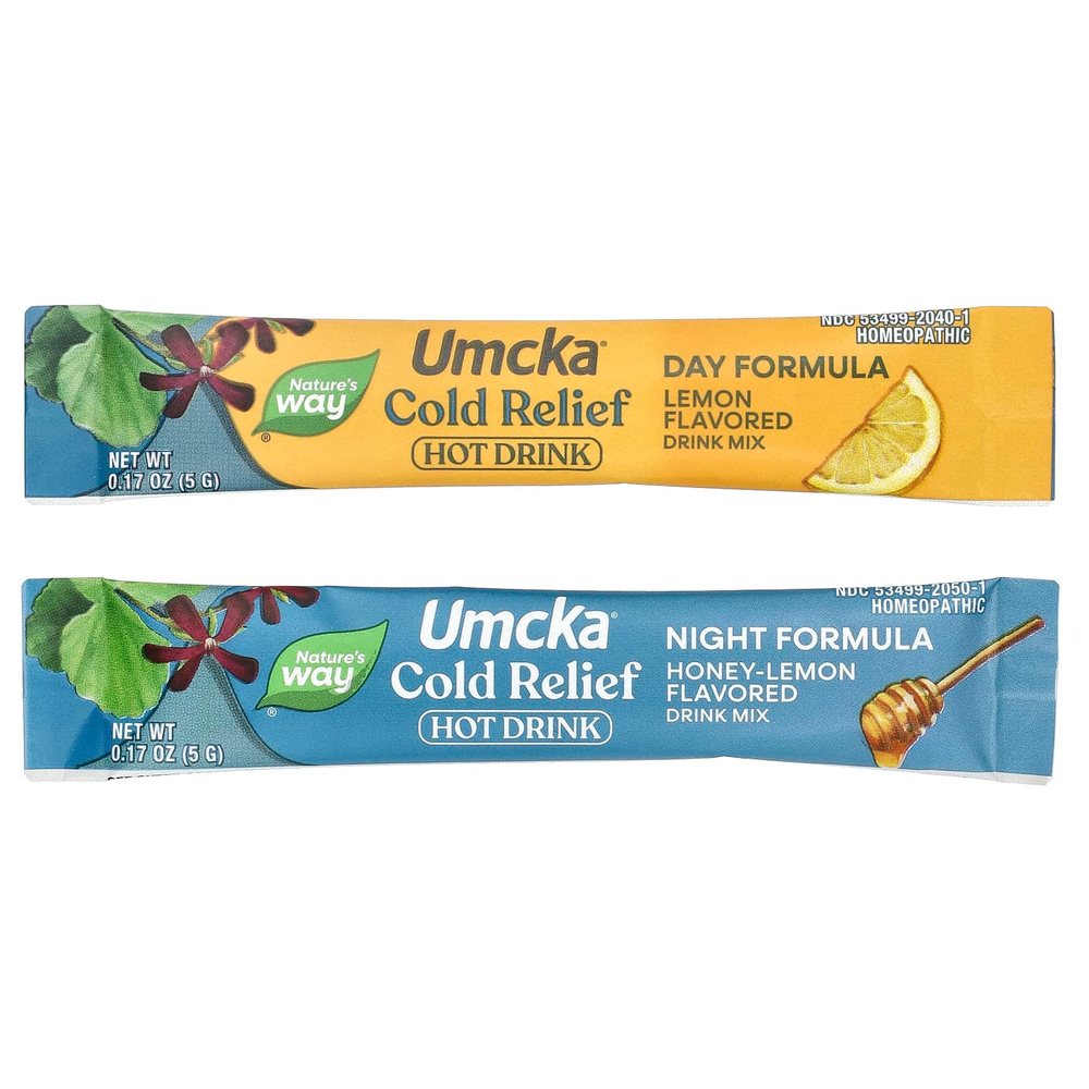 Nature's Way, Umcka®, горячий напиток от холода, для детей от 6 лет, лимон, мед и лимон, 12 пакетиков по 5 г (0,17 унции)