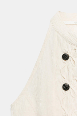 ZARA ЖИЛЕТ С ВОРОТНИКОМ ХАЛТЕР, ЭКРЮ