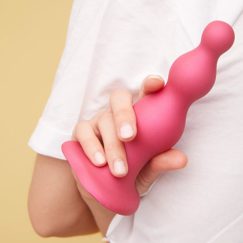 Фаллоимитатор Strap-On-Me Dildo Plug Beads Framboise металлик M, 15 см