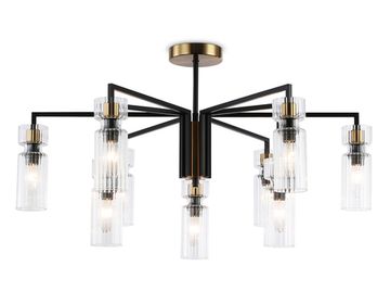 Люстра на штанге 9*E14 LH56117/9 BK/BS/CL чёрный/латунь/прозрачный High Light Modern Ambrella