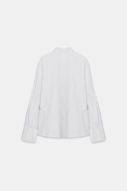 ZARA РУБАШКА В ПОЛОСКУ СО ШЛЕВКАМИ НА ТАЛИИ — ZW COLLECTION, БЕЛЫЙ