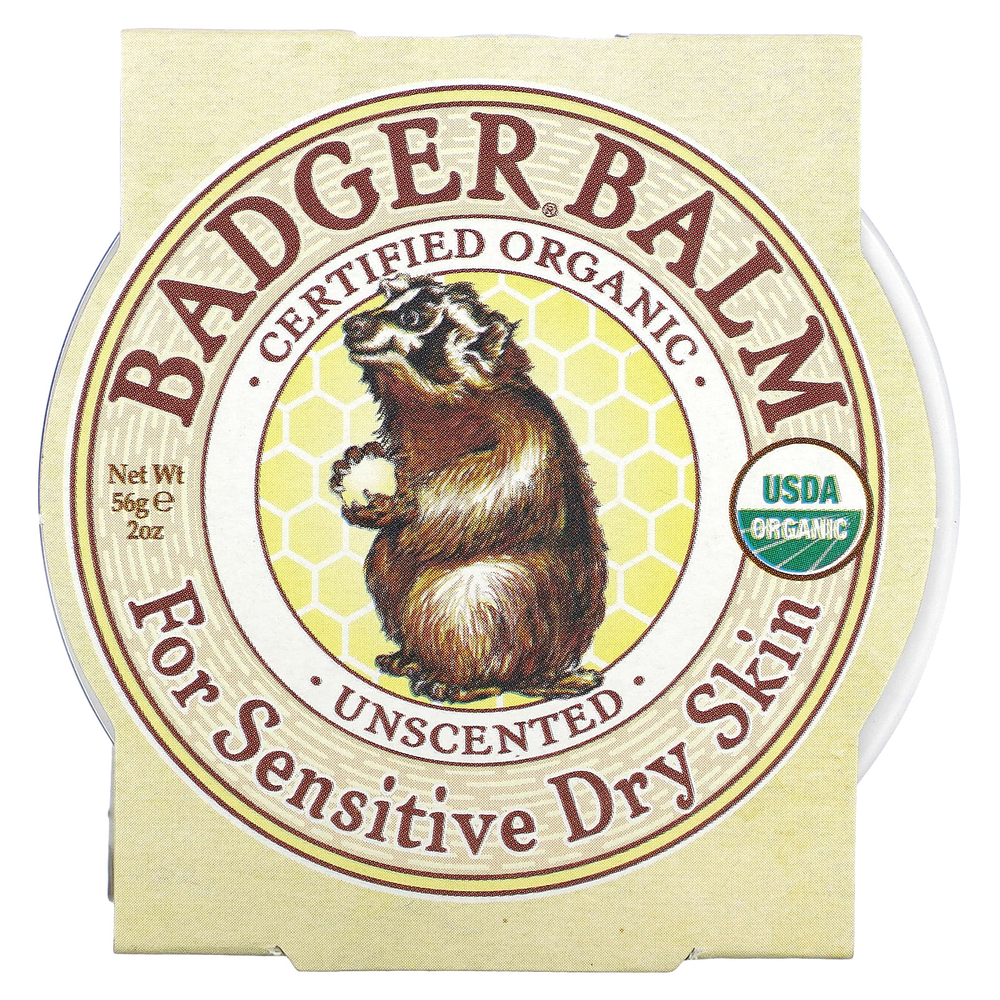 Badger, Бальзам Badger, для сухой и чувствительной кожи, без запаха, 2 унции (56 г)