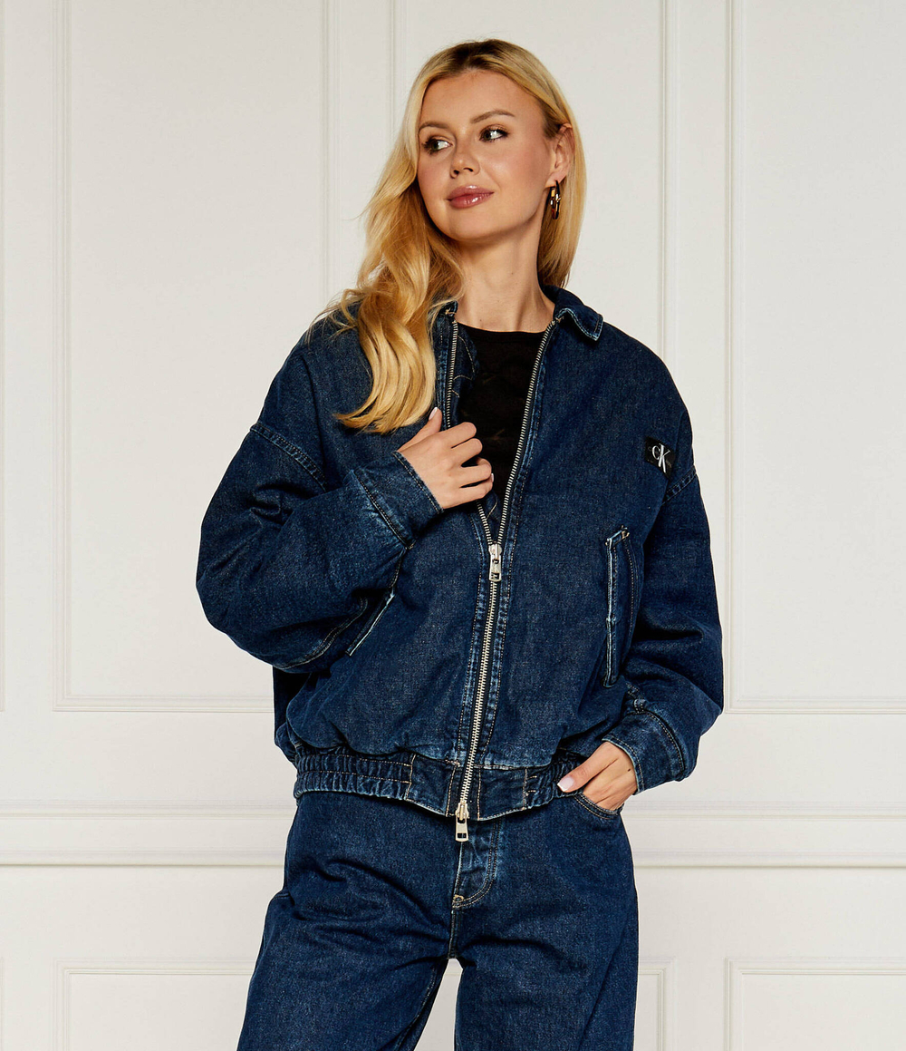 Джинсовая куртка бомбер CALVIN KLEIN JEANS - голубой(J20J224717)
