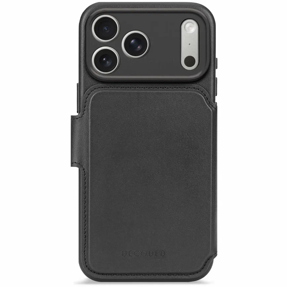 Чехол Decoded с картхолдером Leather Detachable Wallet для iPhone 17 Pro черный