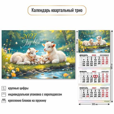Календарь трио 2027 "Символ года" 10005 (Квадра)