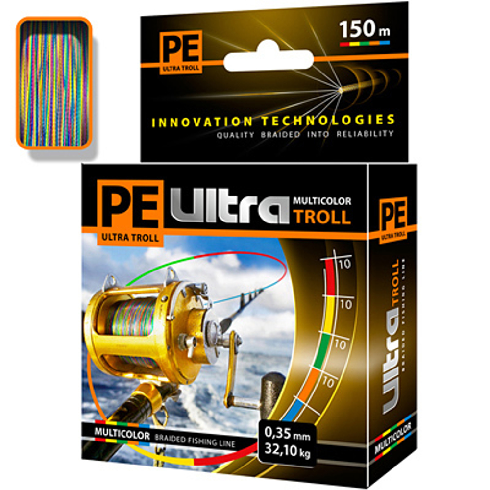 Плетеный шнур PE ULTRA TROLL MULTICOLOR 0,35mm 150m, цвет мультиколор
