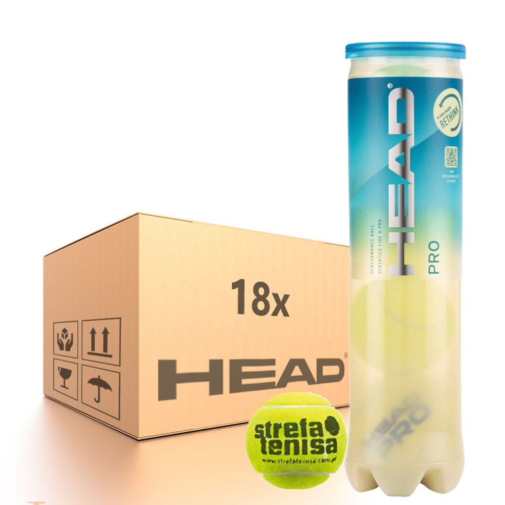 Картон теннисных мячей Head Pro LOGO Strefa Tenisa — 18 x 4B