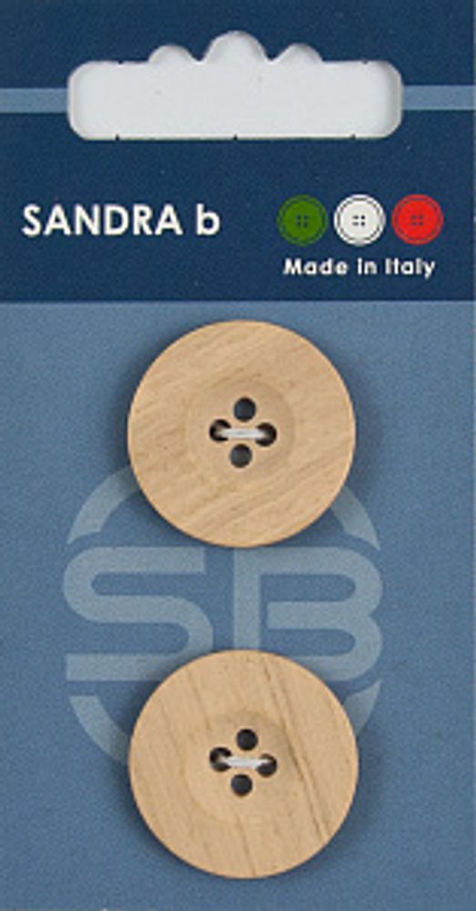 Пуговицы Sandra, 23 мм, кокос молочный (2 шт на блистере)