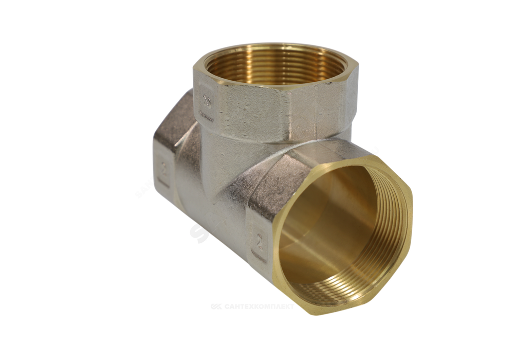 Тройник латунь никель Ду 15 (1/2") ВР/ВР 9007 ГОСТ 32585-2013 Aquasfera 9007-01
