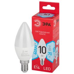 Лампа светодиодная ЭРА RED LINE LED B35-10W-840-E14 R 10Вт свеча нейтральный белый свет Е14 | Лампы cветодиодные Свеча (B/C)