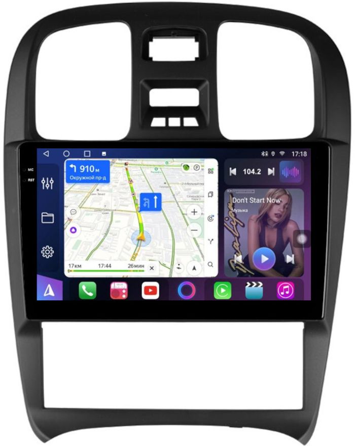 Магнитола для Hyundai Sonata 4 2001-2013 - FarCar S500-TS10 монитор 9.5" QLED на Android 14, Быстрая, CarPlay, 4G SIM-слот