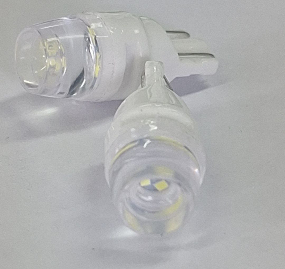 Светодиод 12V T10  3SMD 2835 белый Ceramic CL Прозрачн (без цок) 12T10/W/TC-D-OT