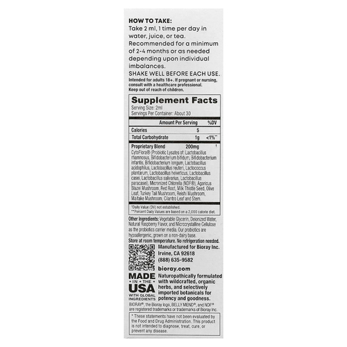 Bioray, Belly Mend®, добавка для поддержки кишечника, 59 мл (2 жидк. унции)
