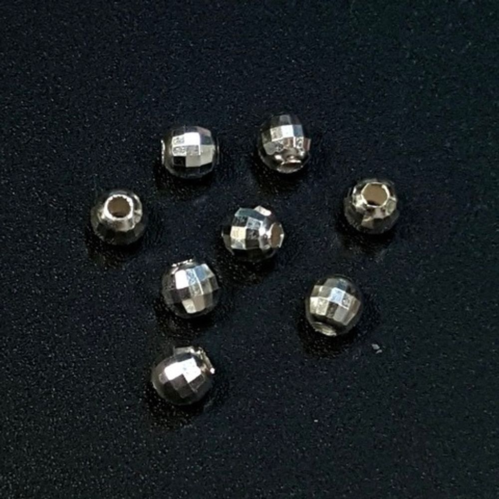 Бусина граненая Диско 4х3,6 мм серебро 925