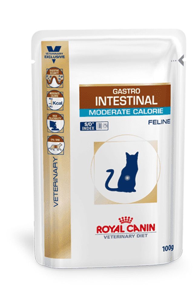 Royal canin 100г. пауч Gastro Intestinal Moderate Calorie для кошек при панкреарите и нарушении пищеварения