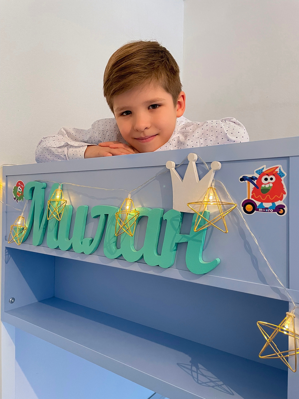 Самокат Mini Micro Deluxe Красный LED со стикерами Монстрики 15 шт