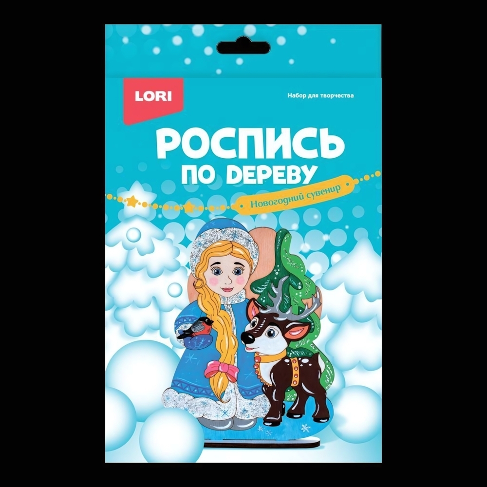 Роспись по дереву Новогодний сувенир "Снегурочка с оленем" (Lori)