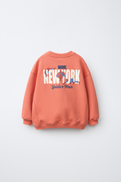 ZARA ТОЛСТОВКА С НАШИВКОЙ SPIDER-MAN © MARVEL, КОРАЛЛОВЫЙ