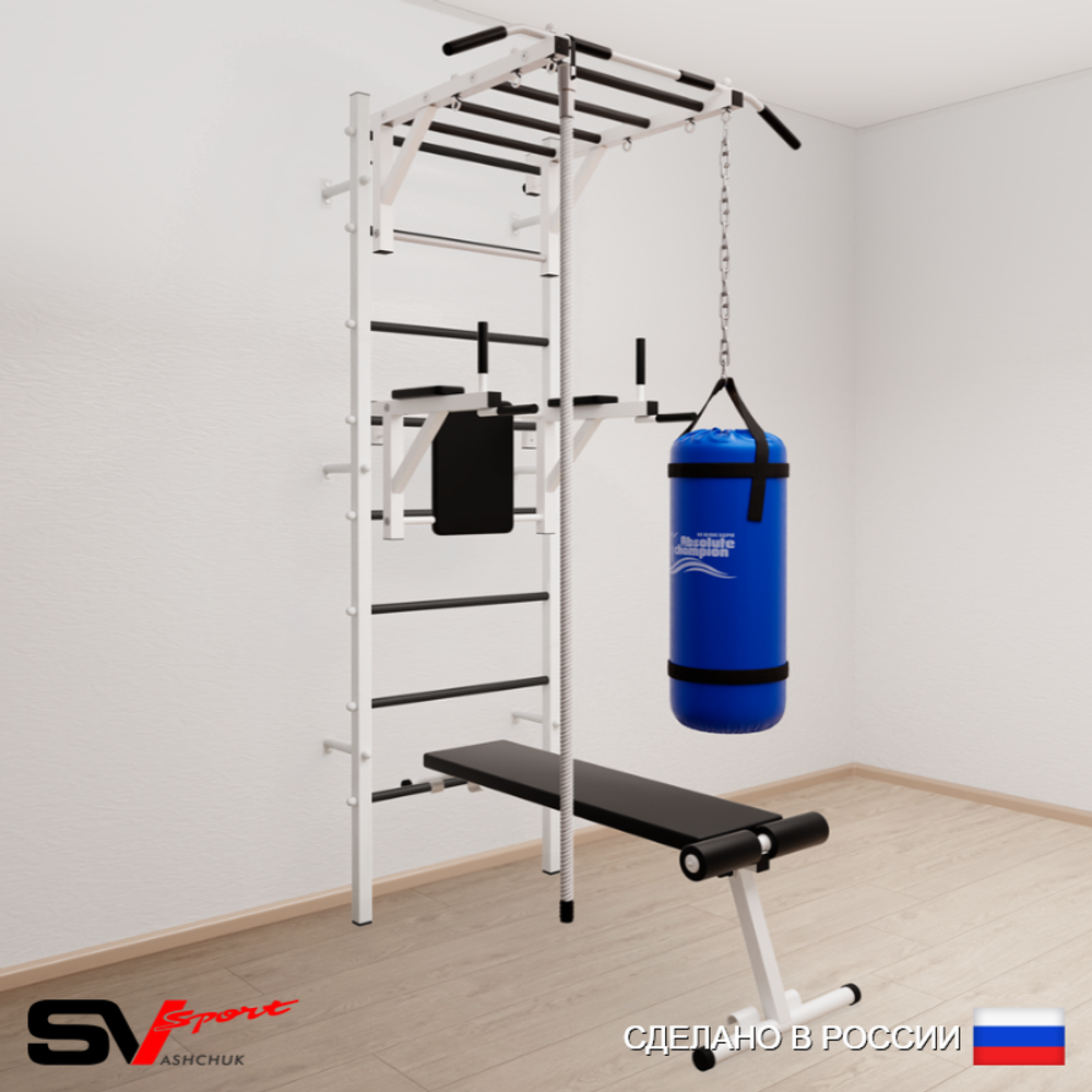 Шведская стенка Sv Sport 5503 (Турник рукоход/Брусья/Скамья/Канат/Цепь/Мешок 30кг)