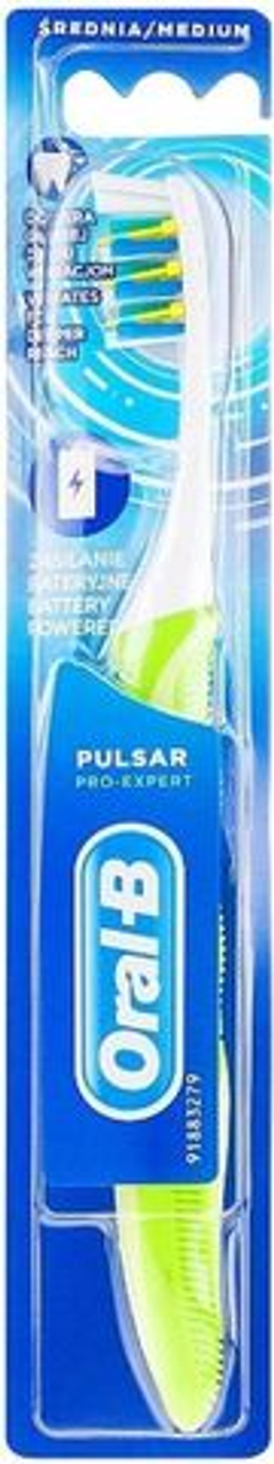 Зубная щетка Pro-Expert Pulsar на батарейках, средняя жесткость, 35 - зеленая 1 шт. (Ирландия)