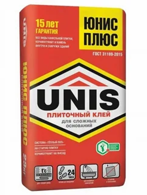 Клей для плитки UNIS Плюс 25кг