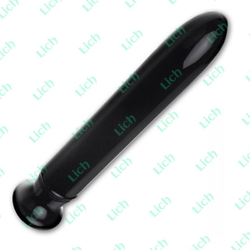 Гладкий прямой черный вибратор из стекла Smooth Operator, 18 см